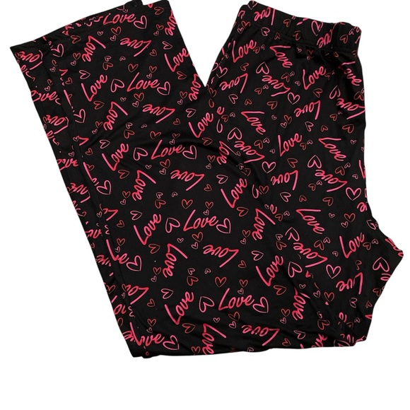 just be Other - 🌸. Black Pajama Pants with Pink 'Love' Script